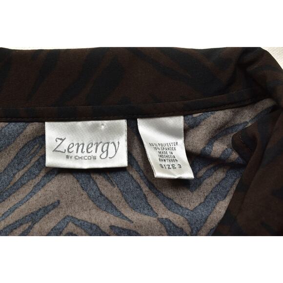 Zenergy by Chico's Animal Print Zip Jacket Women's Plus Size 3 XL 16 Brown - Picture 7 of 8